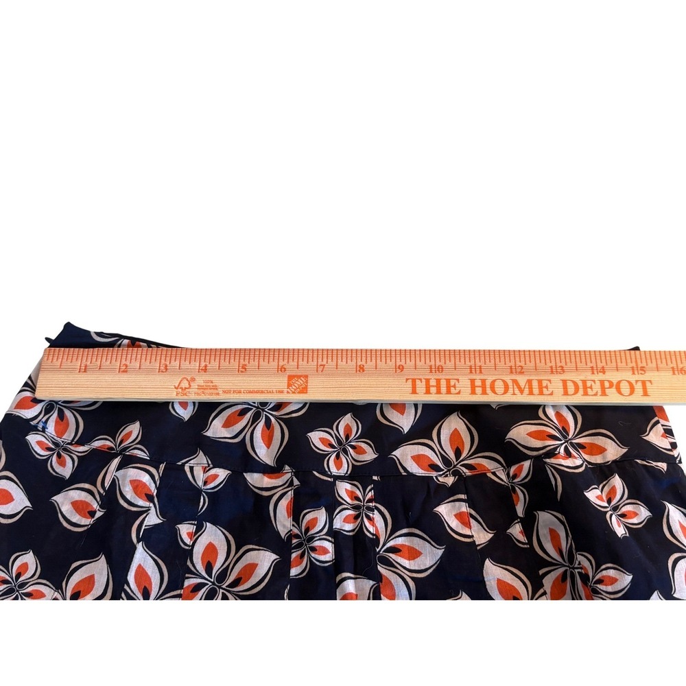 Ann Taylor Skirt Floral Petal Navy Orange Eyelet Lattice Hem A-Line Size 6 - Picture 6 of 7